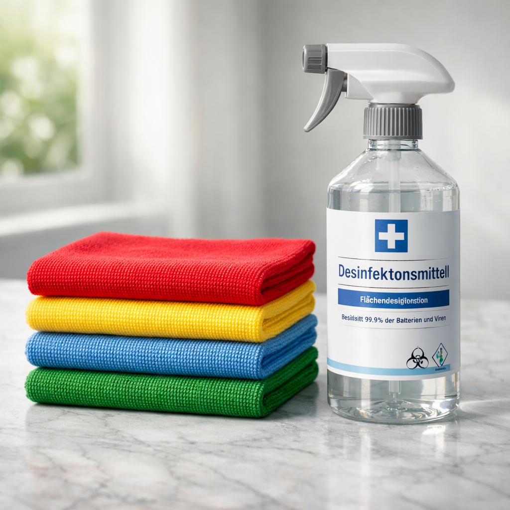 Professionelle Hygienereinigung Stuttgart: Farbleitsystem zur Vermeidung von Kreuzkontaminationen.