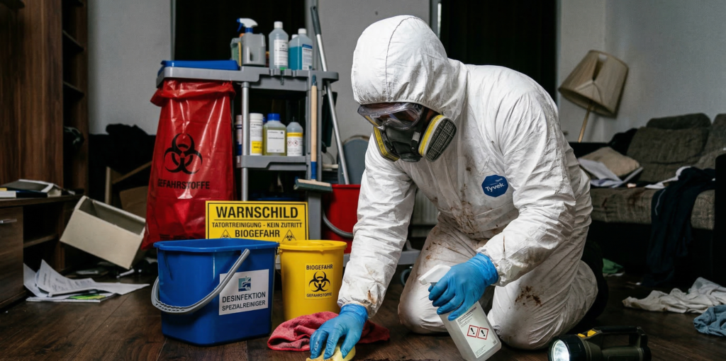 Tatortreinigung Stuttgart, Reinigung der Blutflecke auf dem Boden